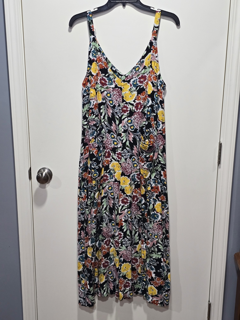 NATURAL LIFE Black Floral V-Neck Maxi Jumpsuit